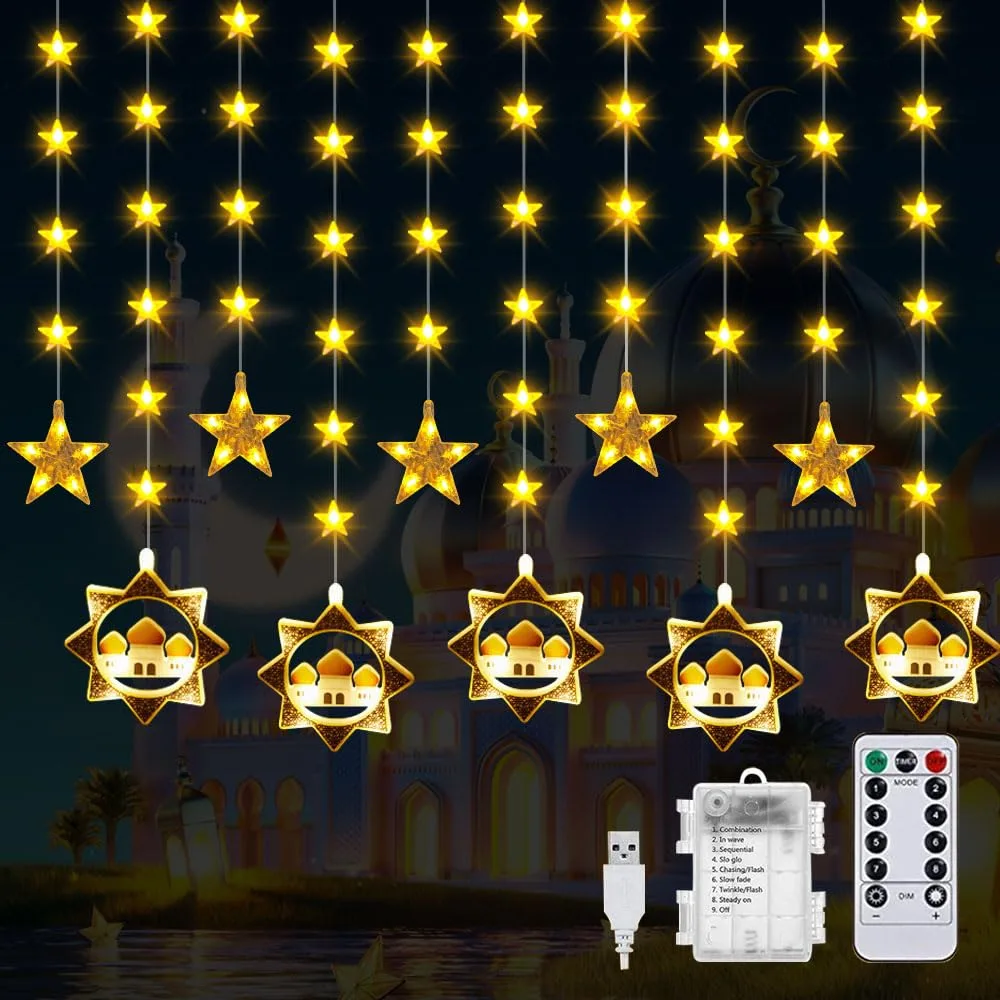 Anyingkai ramadánska LED svetelná reťaz Eid Mubarak 3 m