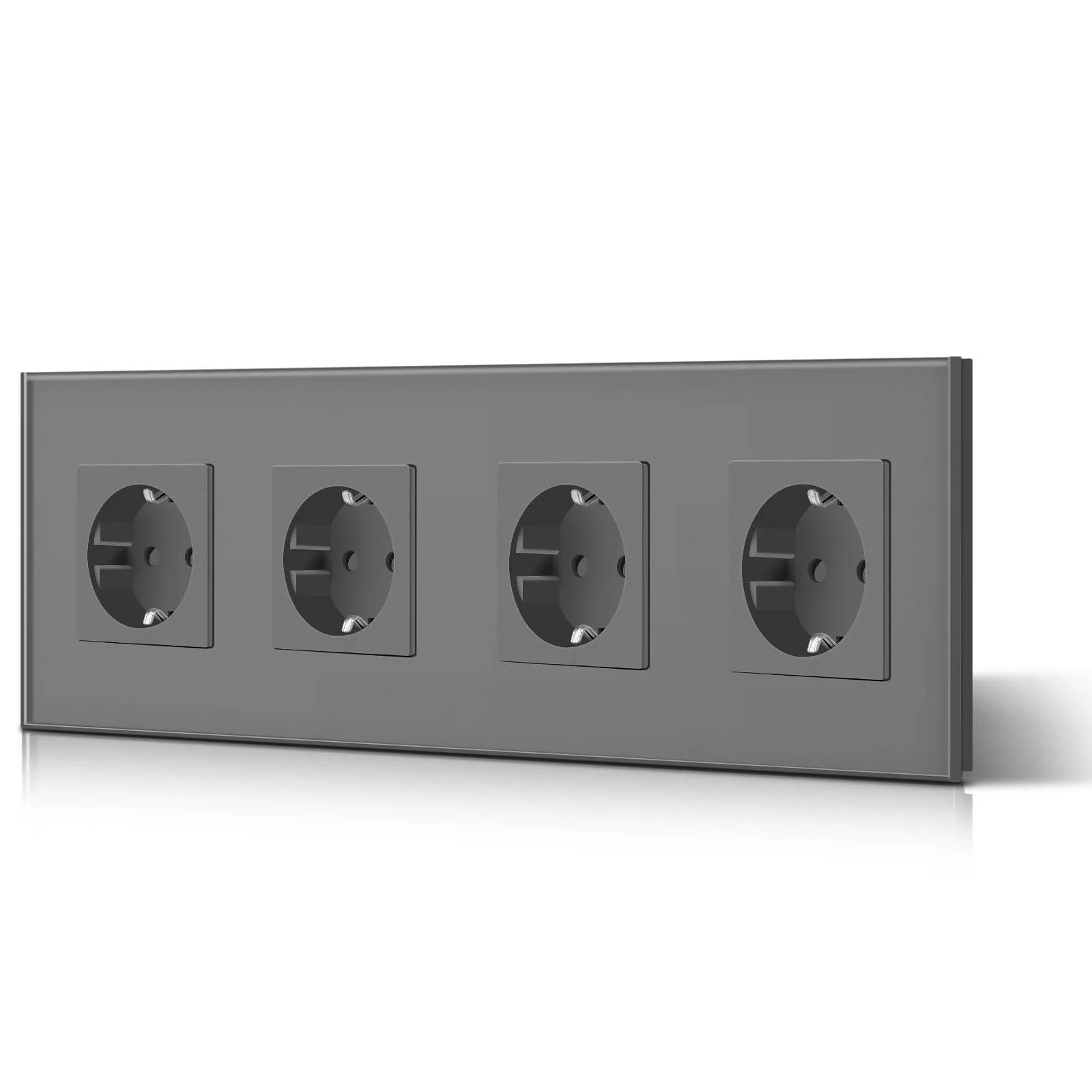 Sklenená štvornásobná zásuvka BSEED Schuko 16 A 240 V sivá