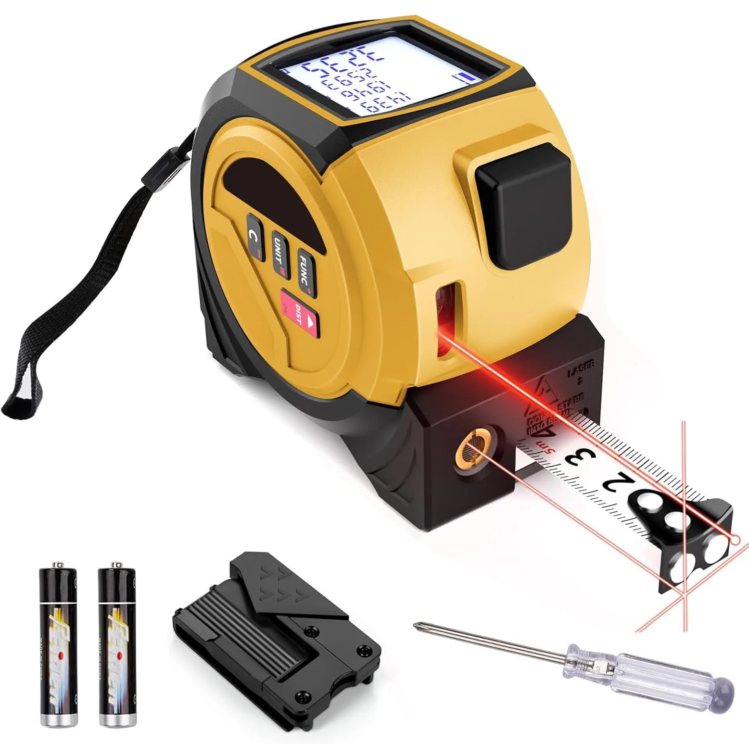 Laserový diaľkomer Fyearfly 60 m s pásmom 5 m 3 v 1