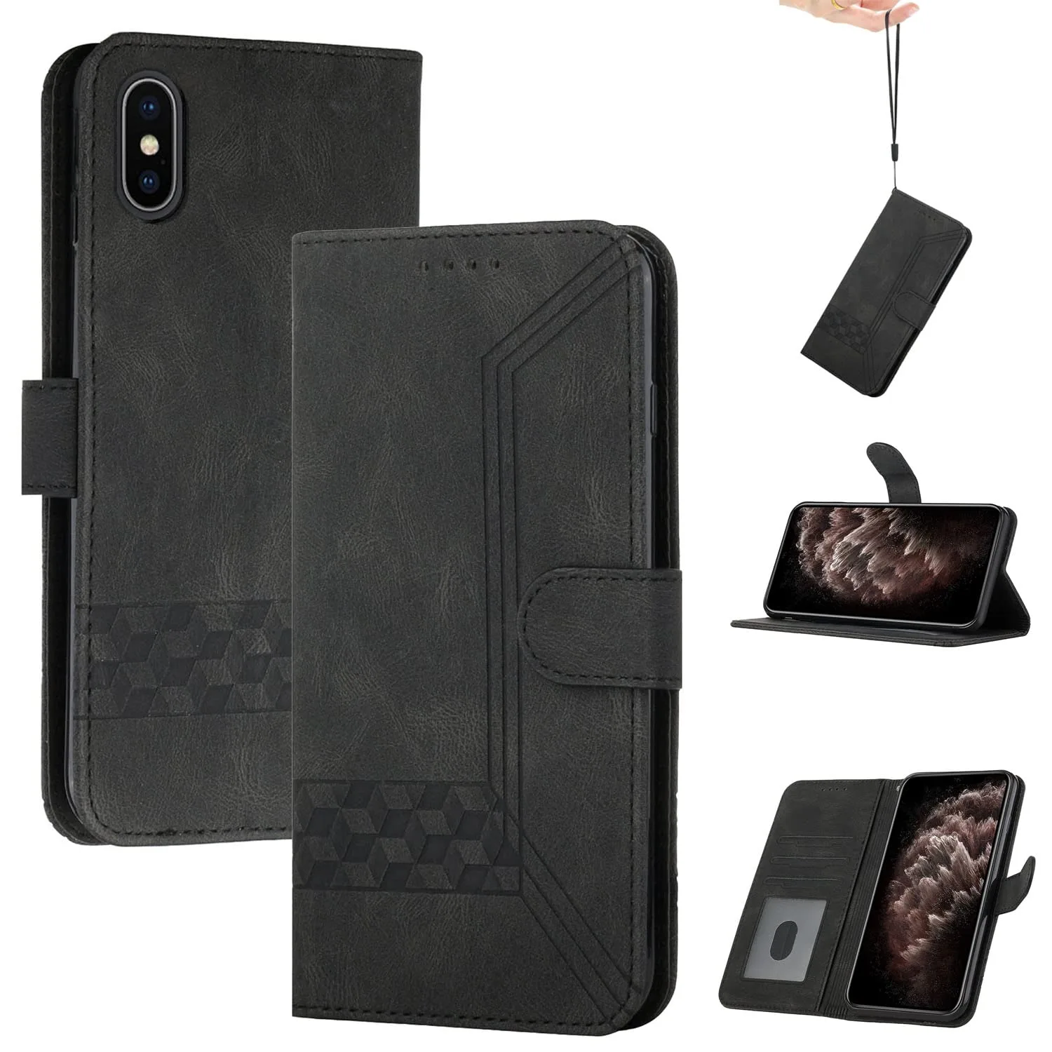 OKZone čierne peňaženkové puzdro pre iPhone X a XS 5,8″