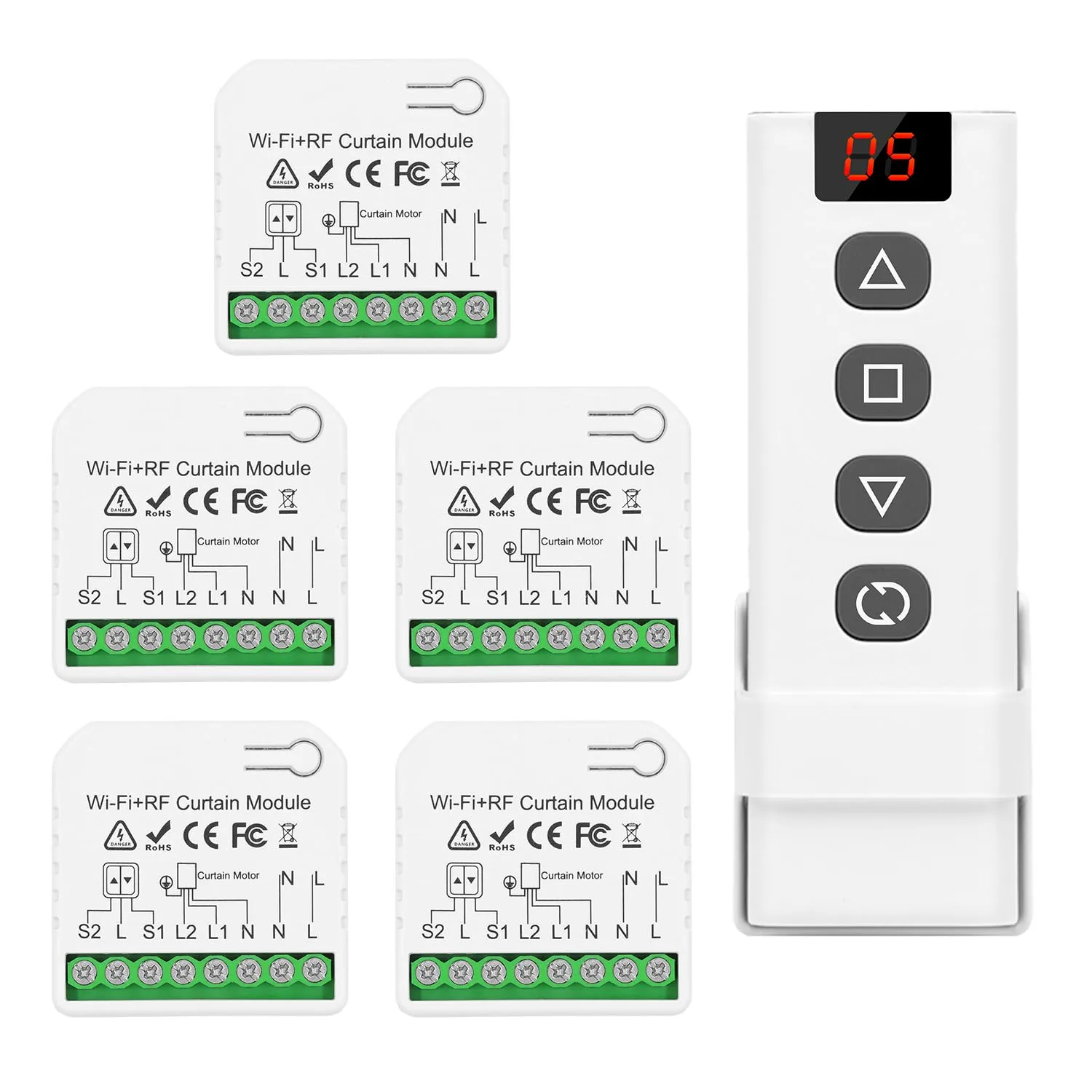 WiFi ovládače roliet DieseRC 5 prijímačov + 1 RF ovládač