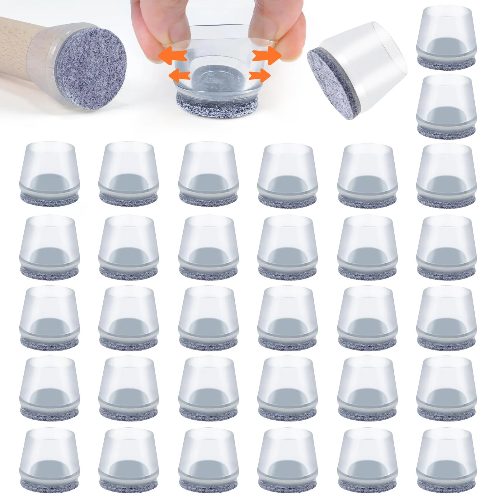 Okrúhle návleky na nohy stoličiek VABNEER 16–18 mm 16 ks