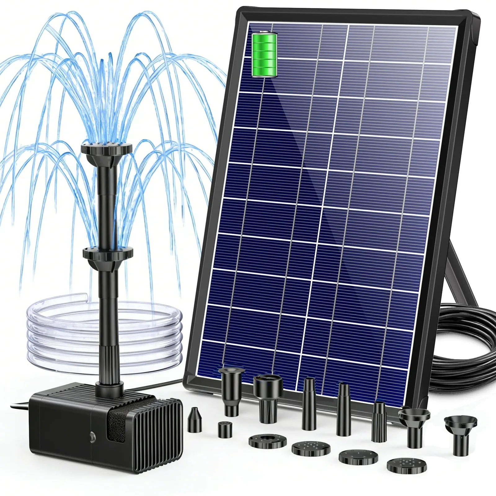 Solárna fontána Biling 8 W 300 l/h s akumulátorom 4000 mAh