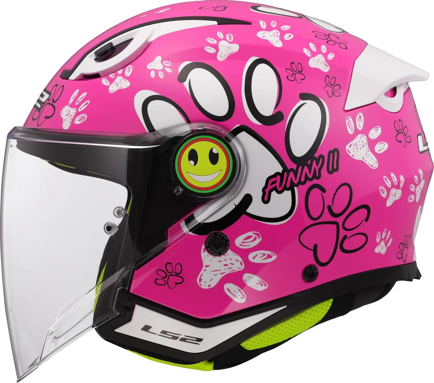 Detská otvorená motocyklová prilba LS2 Paws 366222246S S lesklá ružová