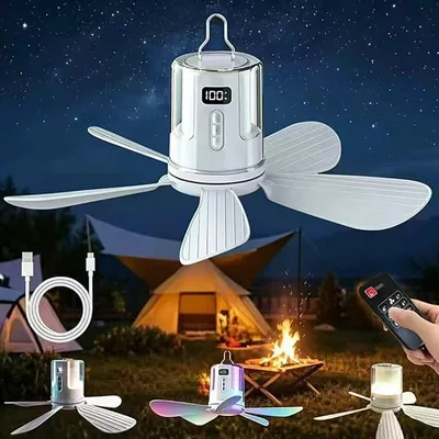 Kempingový stropný ventilátor so svetlom TUIBEIDAMAI 10800 mAh