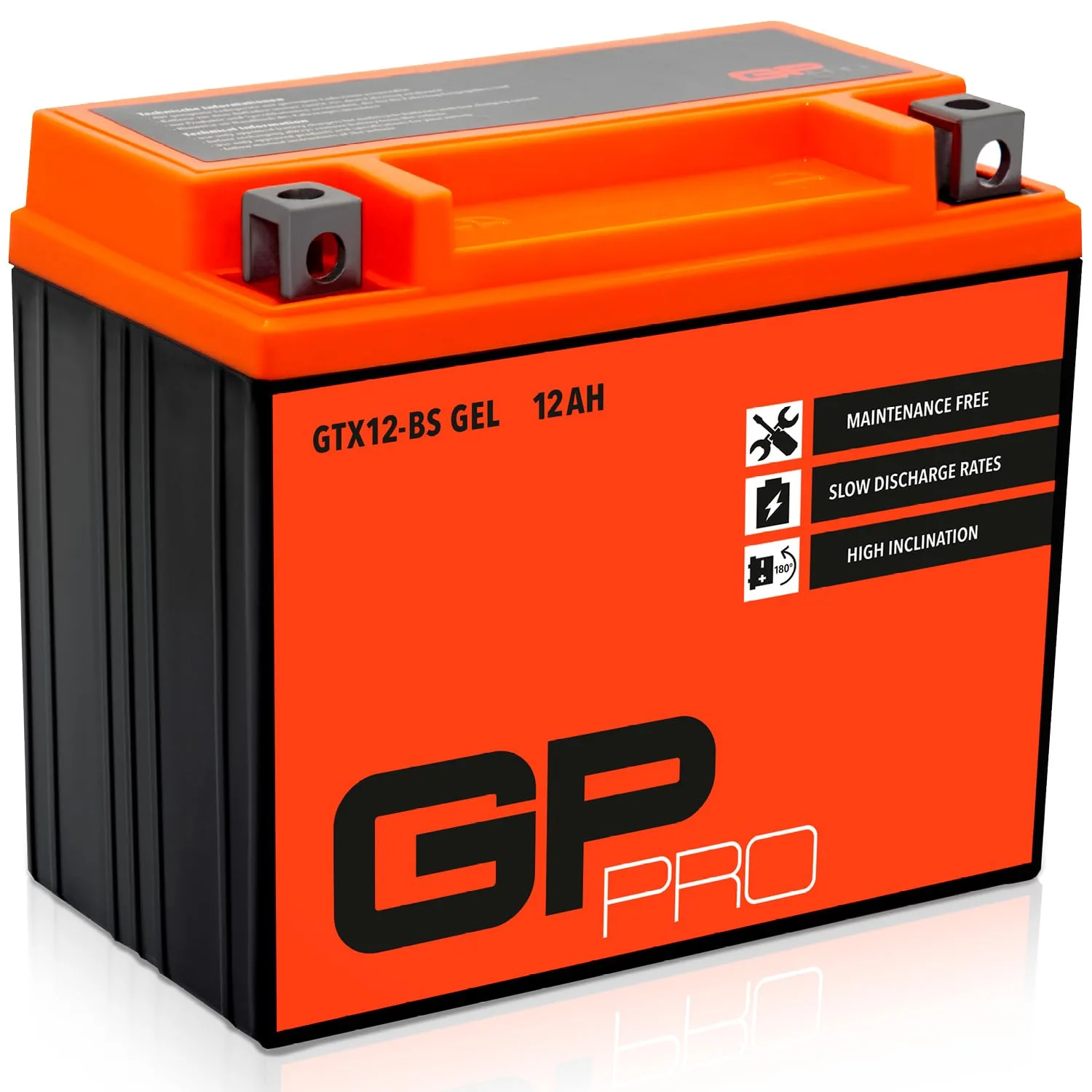 Gélová motobatéria GP-PRO GTX12-BS 12 V 12 Ah, plus vľavo