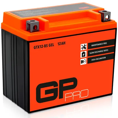 Gélová motobatéria GP-PRO GTX12-BS 12 V 12 Ah, plus vľavo