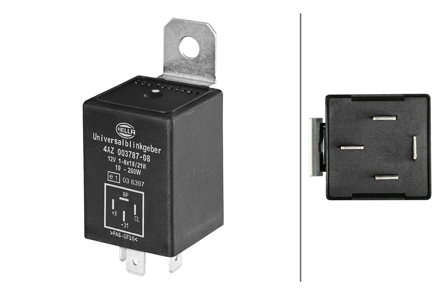 Prerušovač smeroviek HELLA 4AZ003787-081, 12 V, 4 piny
