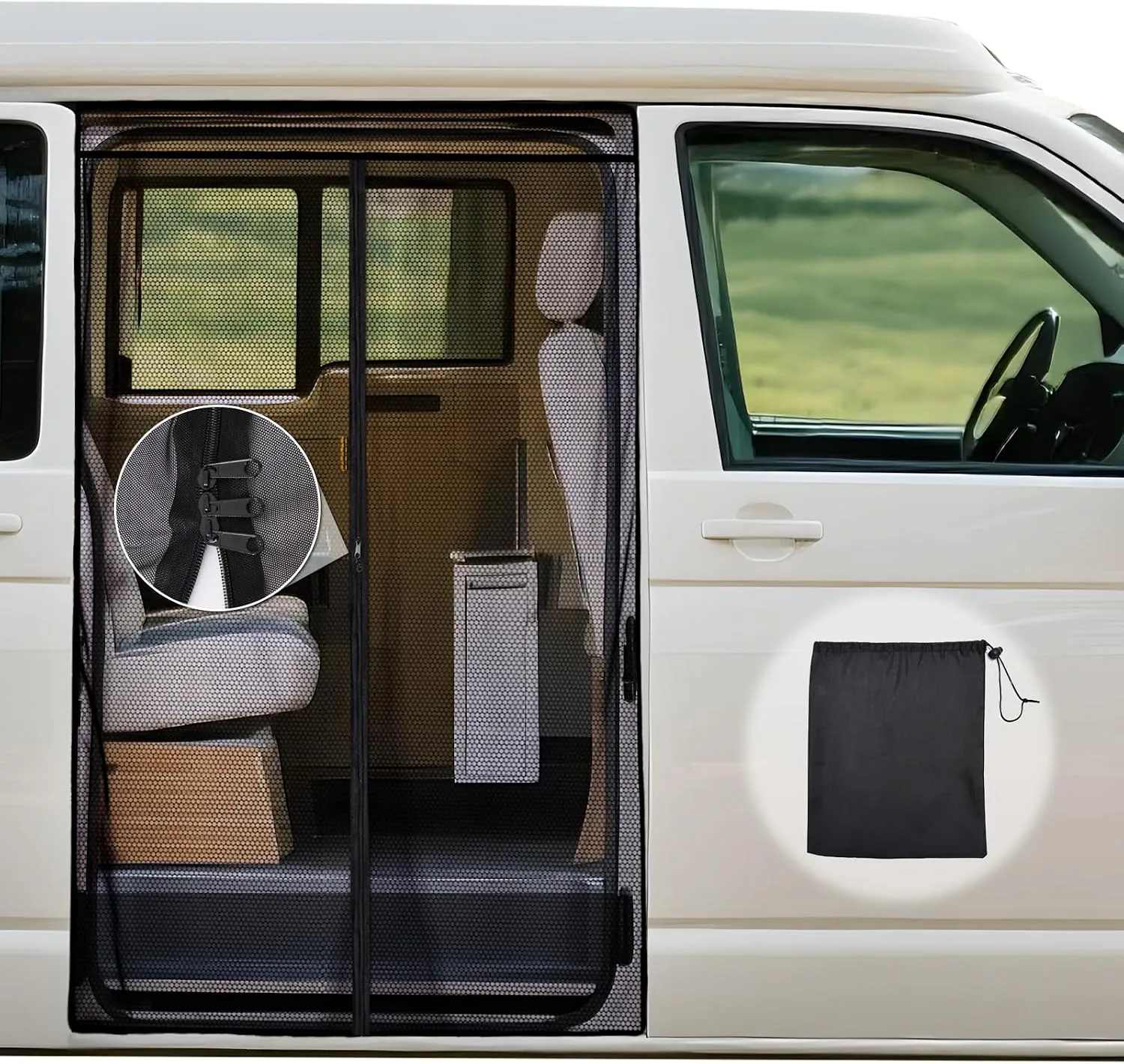 Sieť proti hmyzu na posuvné dvere ZATOOTO VW T5/T6 so zipsom
