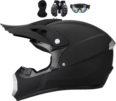 Motokrosová prilba L 56–57 cm čierna + okuliare, rukavice, kukla HelmYezett