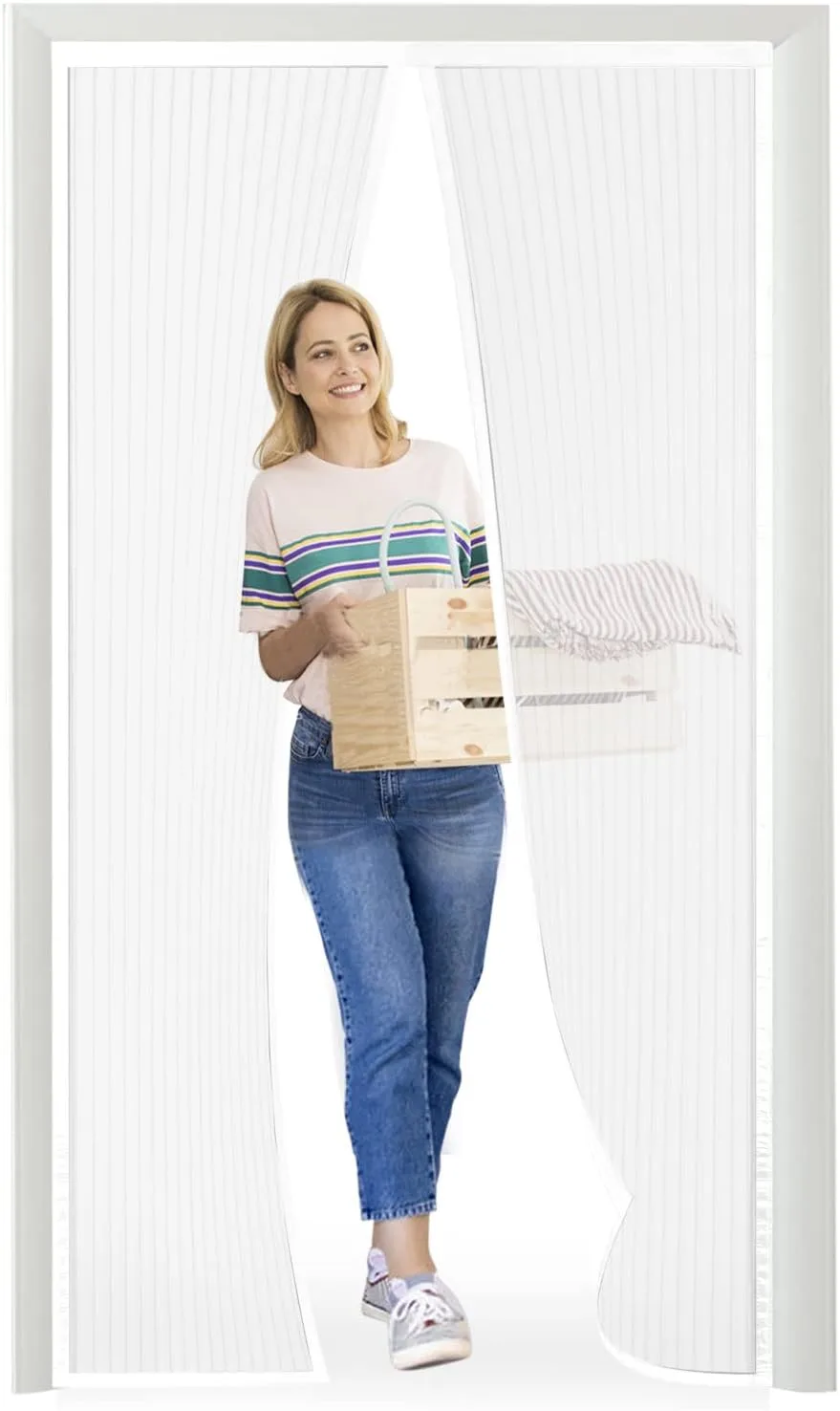 Magnetická sieť proti hmyzu na dvere 155×220cm biela bez vŕtania