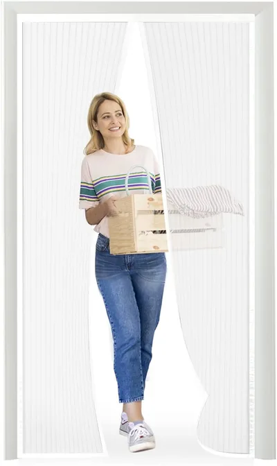 Magnetická sieť proti hmyzu na dvere 155×220cm biela bez vŕtania spLc46M9LoM