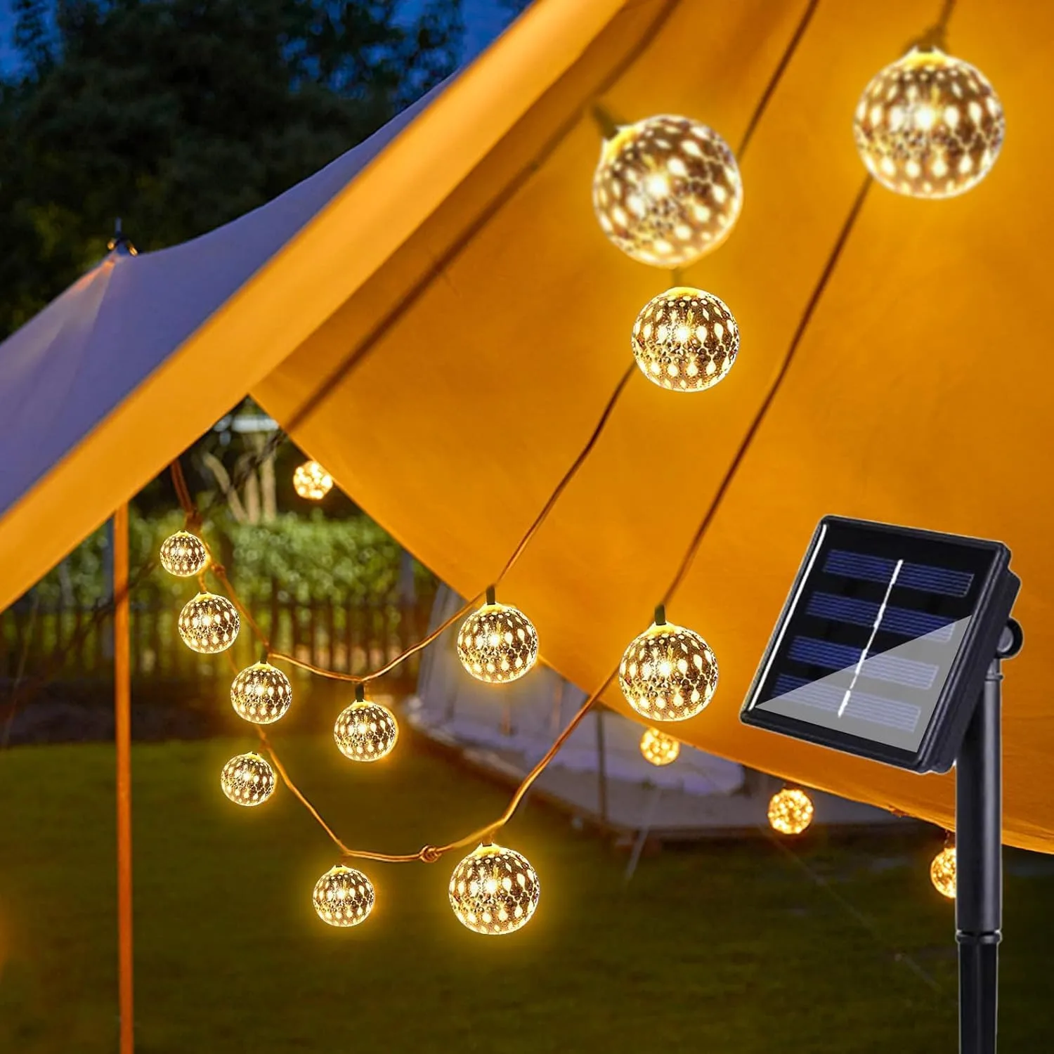 Solárna svetelná girlanda Weiongppy 5 m 20 LED strieborné gule