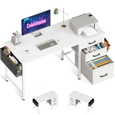 Coleshome písací stôl s 3 zásuvkami 120 × 48 cm biely