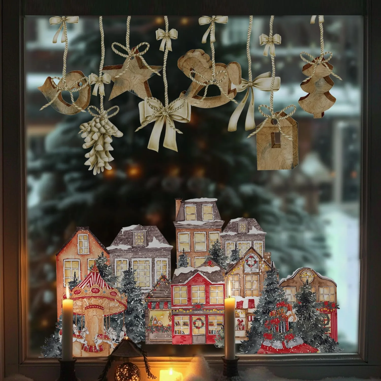 Funlife vianočné nálepky na okno 72 × 60 cm