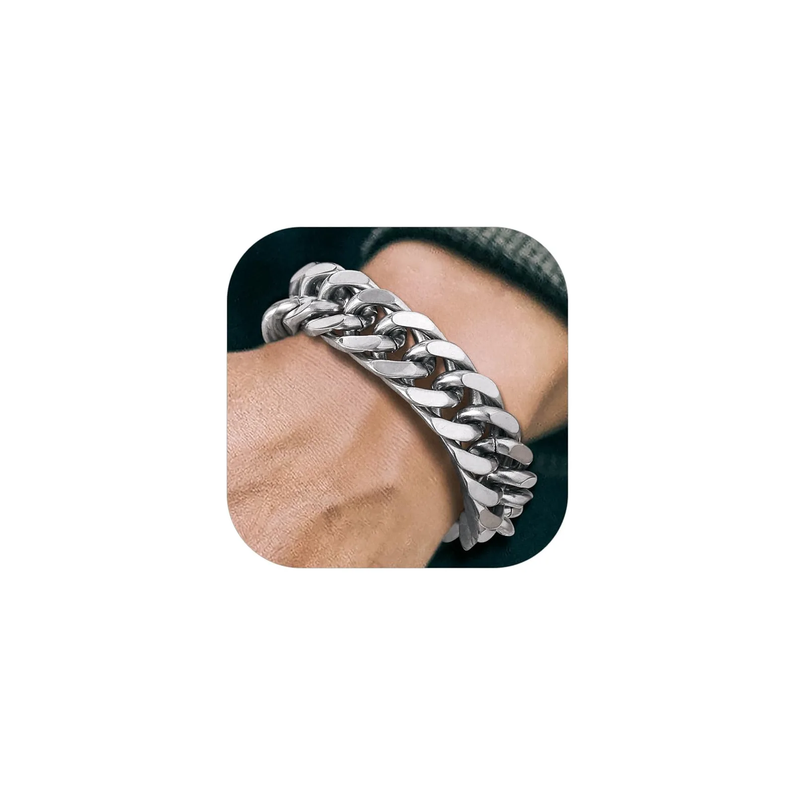 Oceľový pancierový náramok Richsteel 21 cm šírka 17 mm strieborný