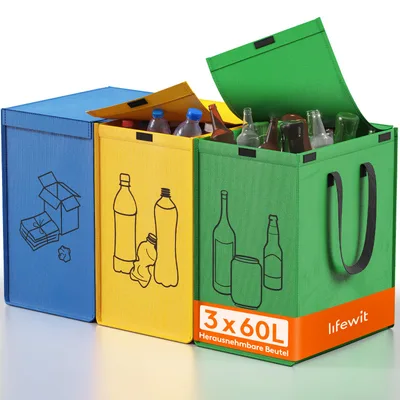 Vrecia na triedený odpad Lifewit 3×75 l spolu 225 l bez veka