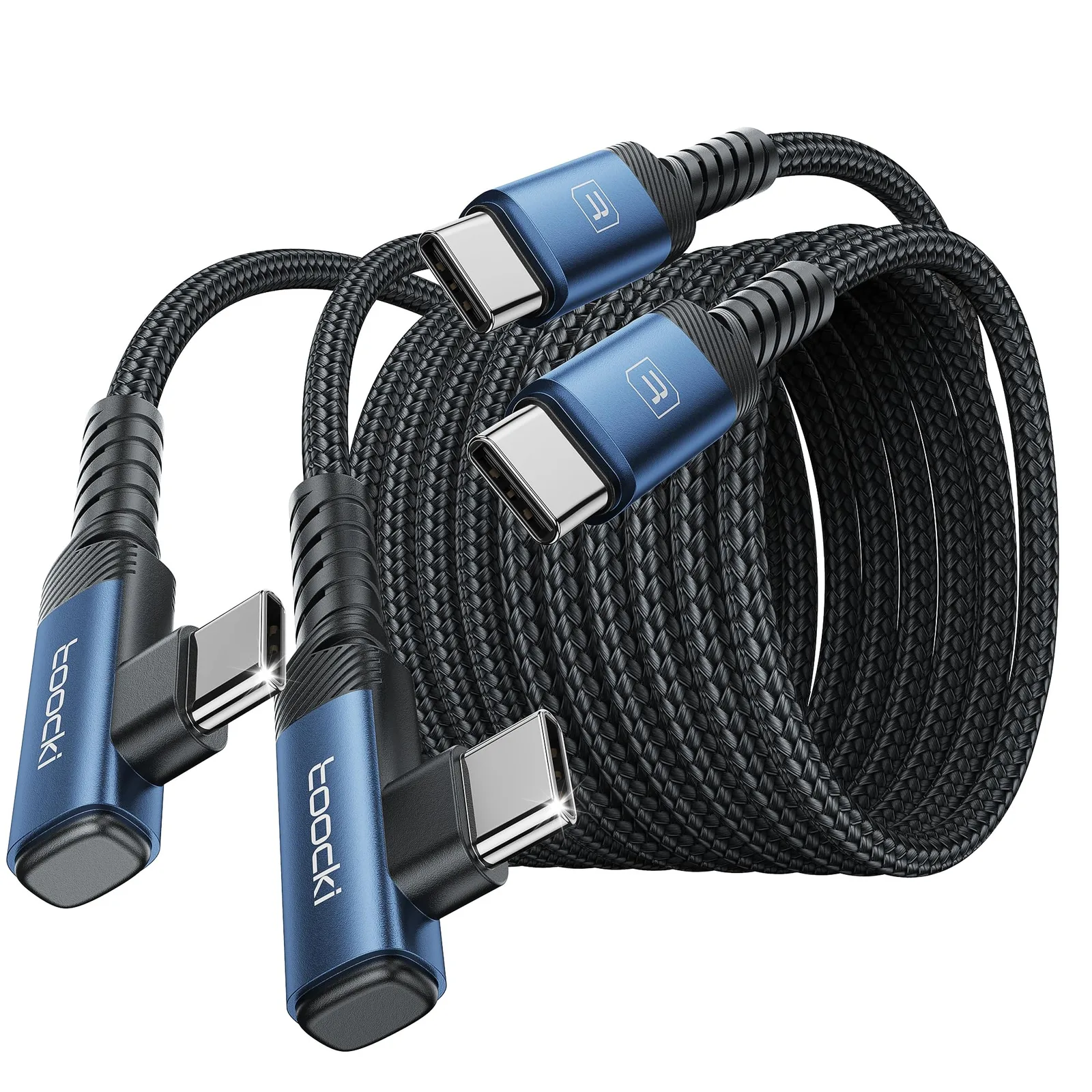 Uhlový kábel USB-C na USB-C toocki 60 W 3 m 2 ks modrý