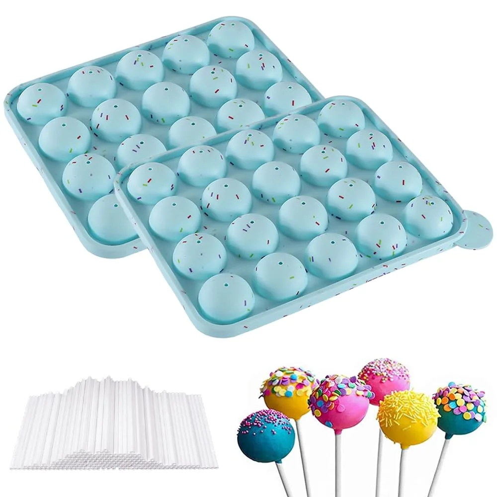 Silikónová forma na cake pops Puedno 20 dutín + 100 paličiek modrá