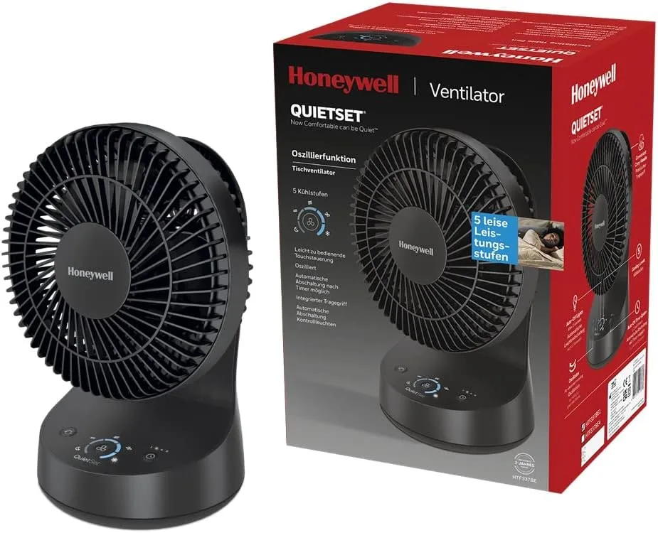 Honeywell QuietSet HTF337BE4 stolový ventilátor 5 rýchlostí čierny
