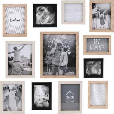 Drevené fotorámiky HOME DECO FACTORY 12 ks mix veľkostí a farieb spLc46LnJ0K