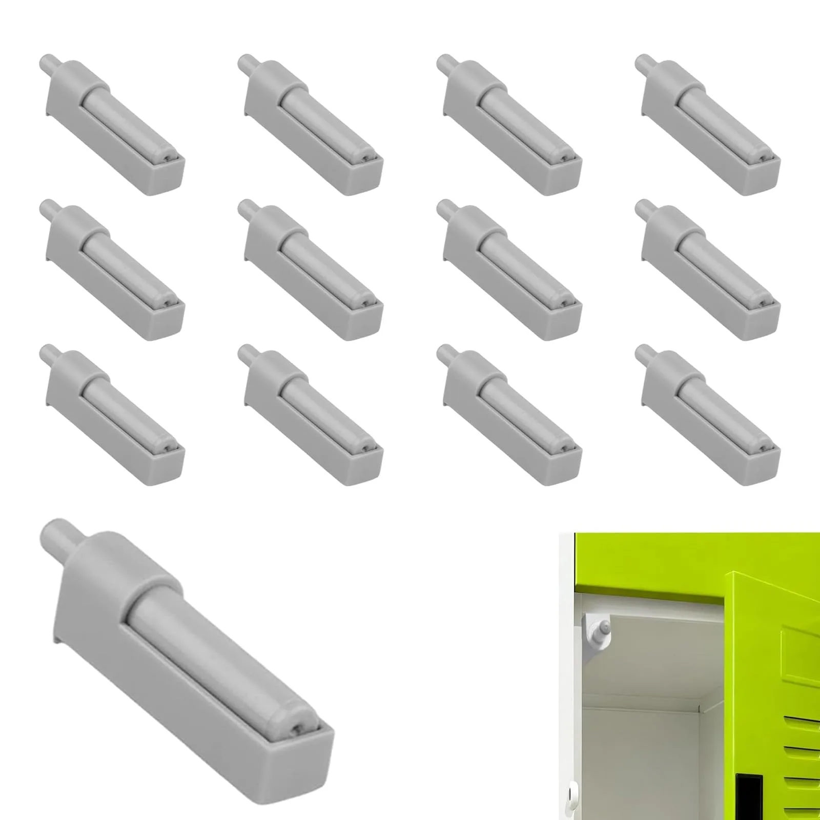 Tlmiče nábytkových dvierok HAOXYO tzq-16 push-to-open 12 ks sivé