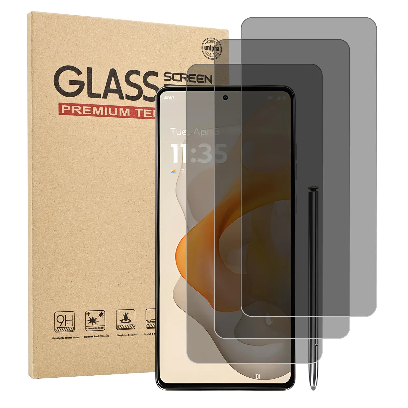 Privátne sklá 9H pre Motorola Moto G Stylus 5G 2024 3 ks