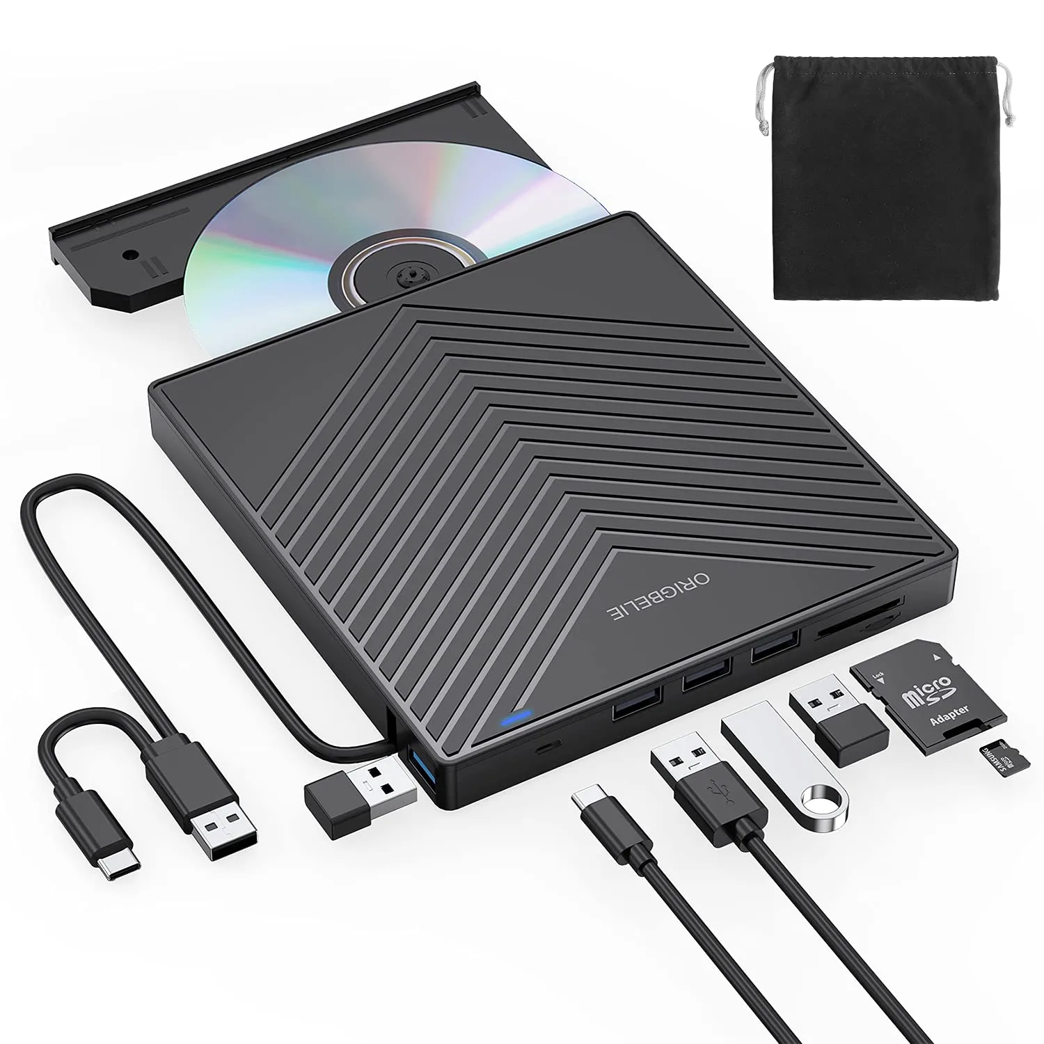 Externá DVD napaľovačka ORIGBELIE BT669 USB 3.0 4×USB TF/SD