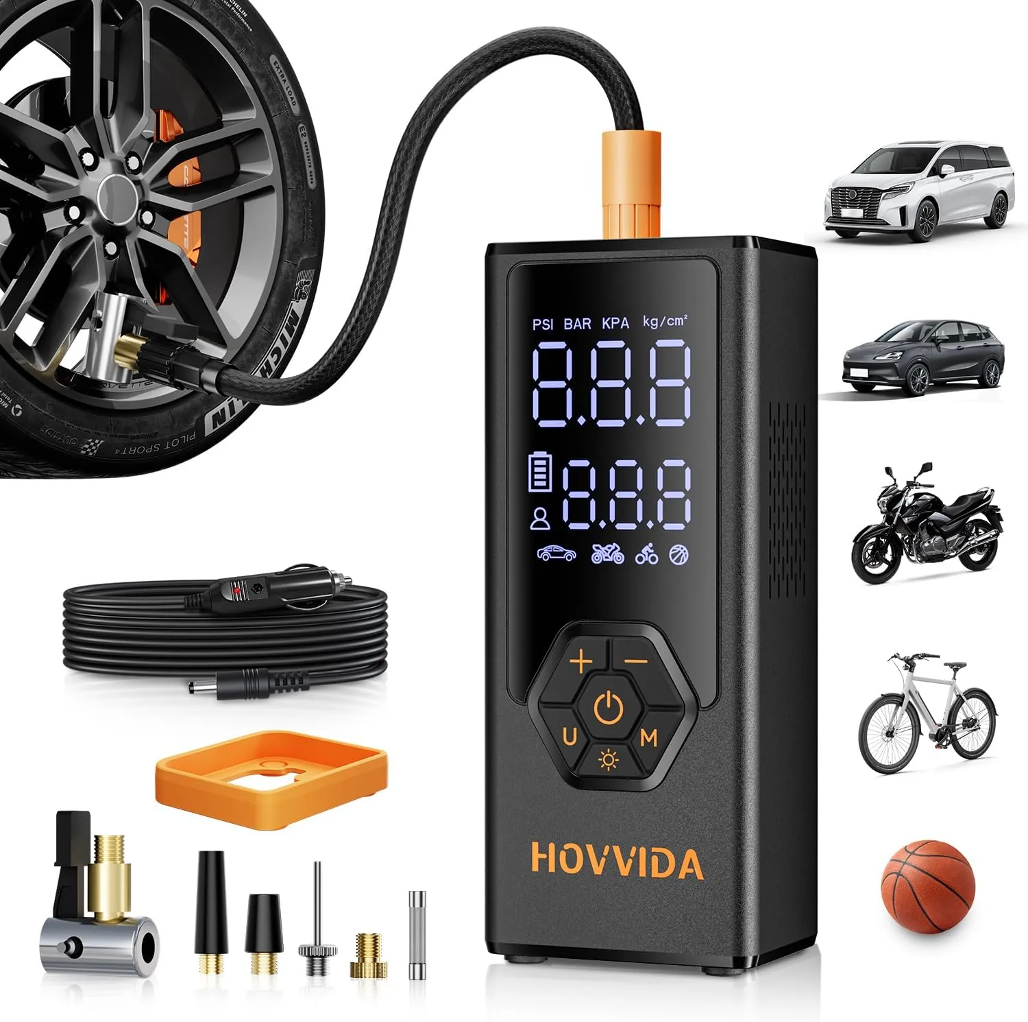 Kompresor na pneumatiky HOVVIDA AM41J3 7800 mAh 12 V