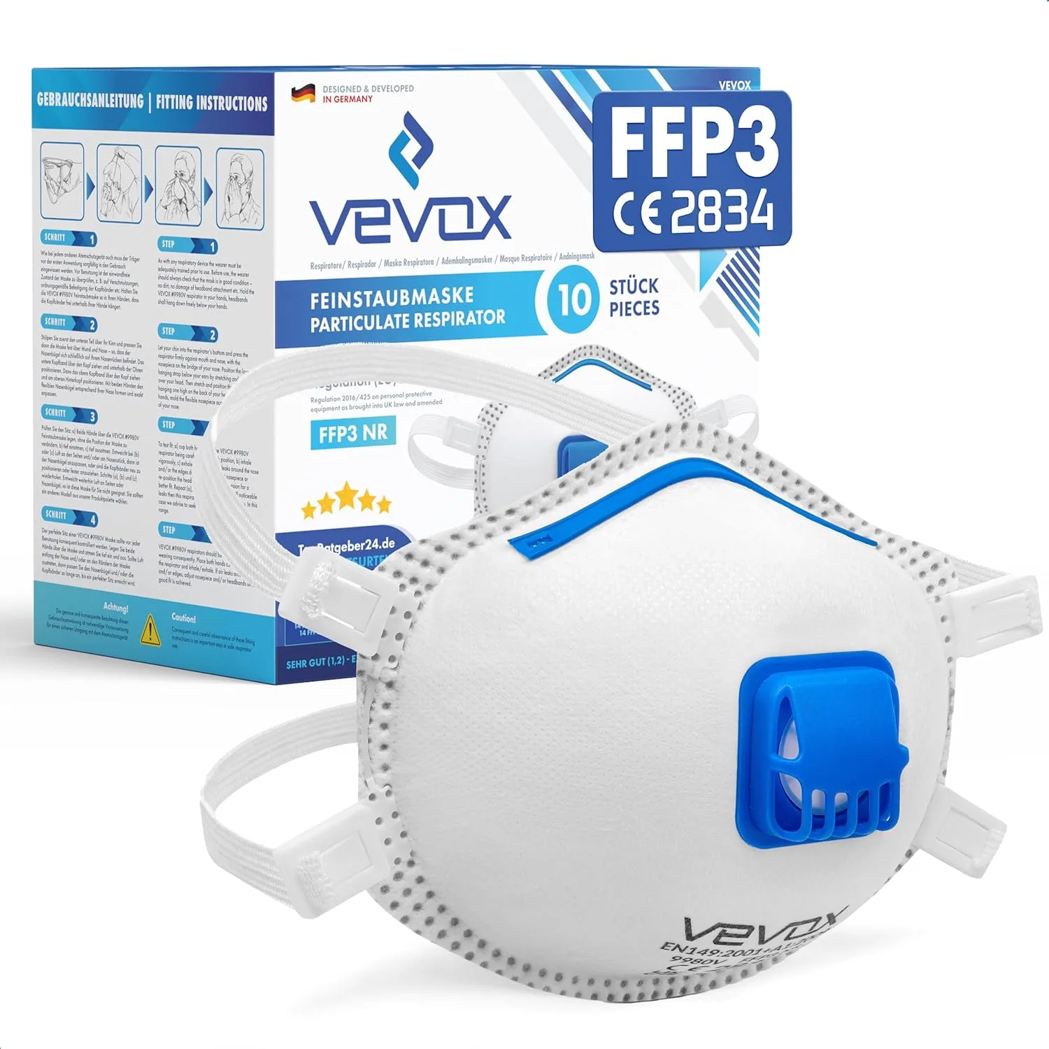 Respirátory FFP3 s ventilom VEVOX 10 ks