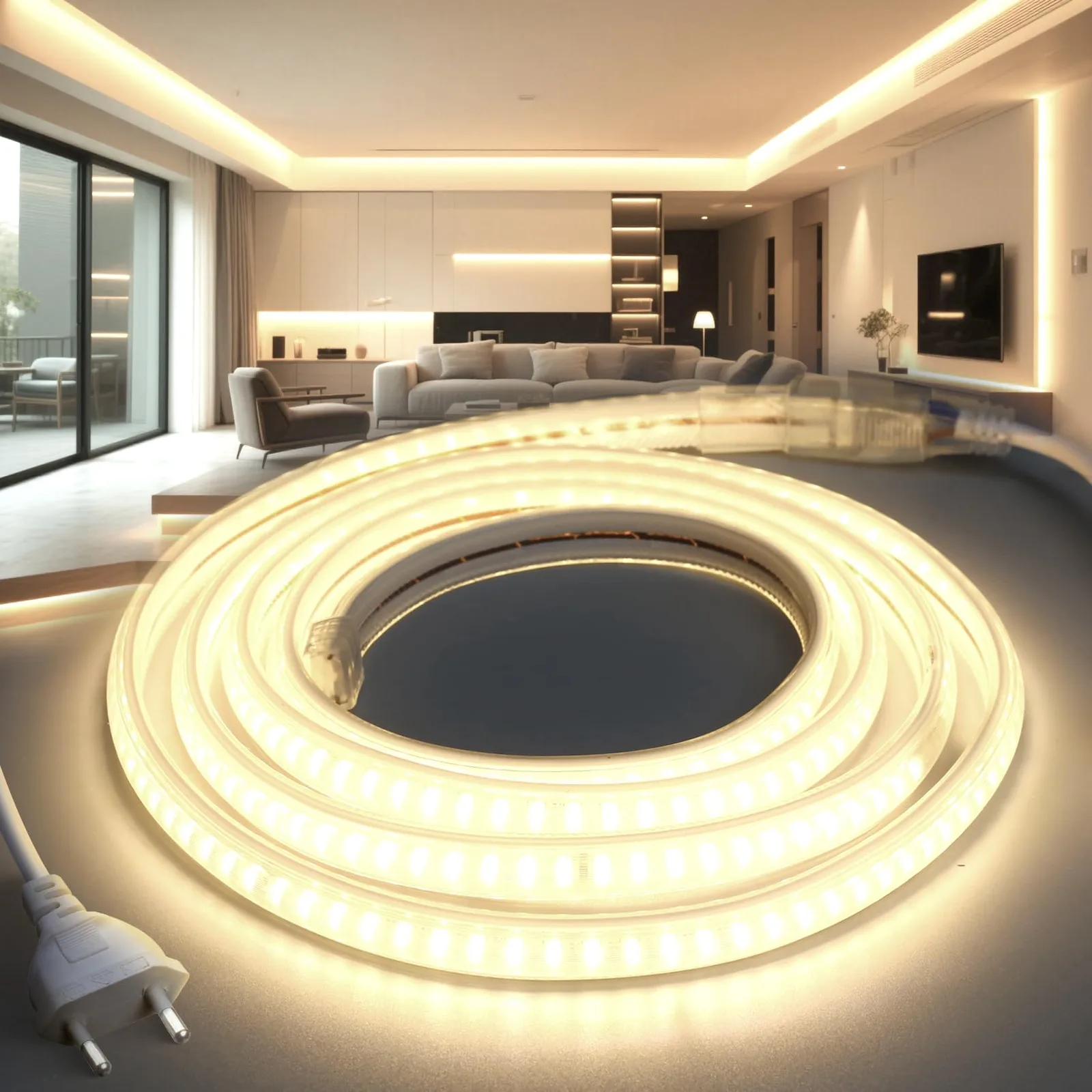 Neónový LED pás BRIMETI 2 m 230 V 4000 K s vidlicou