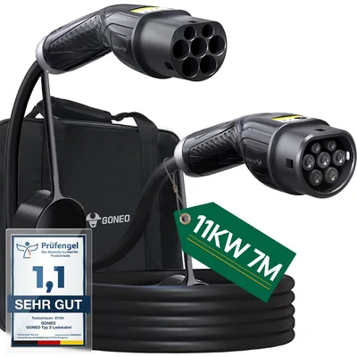 Nabíjací kábel GONEO Type 2 M/F 11 kW 16 A 7 m 400 V IP54 čierny s taškou