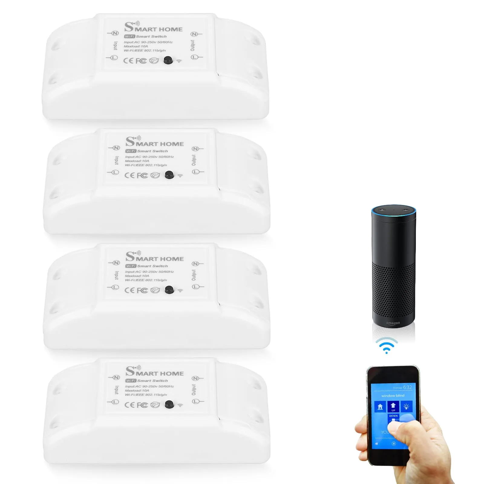 Leikurvo WiFi Bluetooth relé s ochranou 4 ks