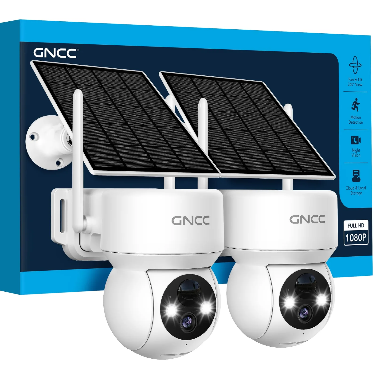 Solárne WiFi kamery GNCC W30-2 1080P biele 2 ks