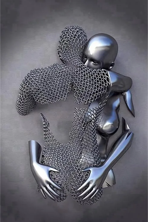 Kovový 3D obraz romantický pár 20 × 30 cm