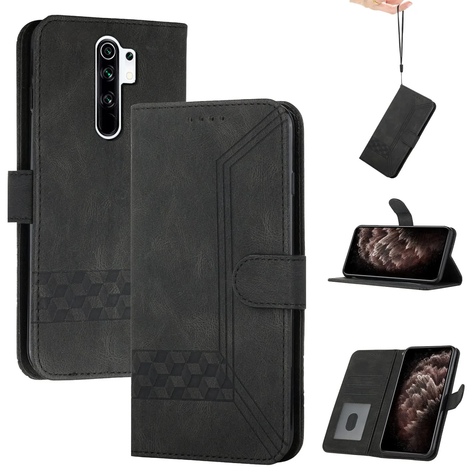 Čierne peňaženkové puzdro pre Xiaomi Redmi Note 8 Pro