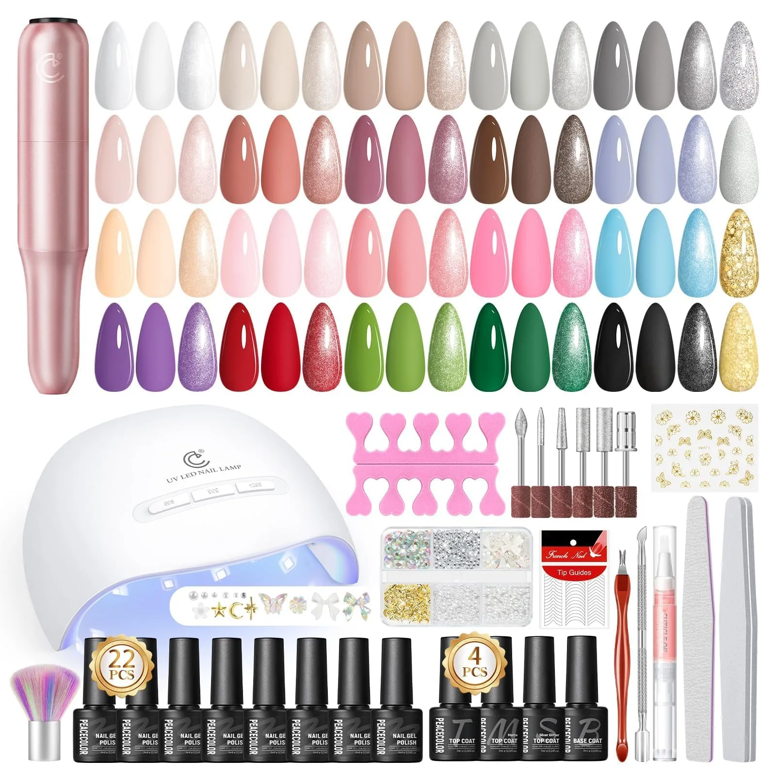 Súprava UV lakov s lampou PEACECOLOR LFXDE15152 Set 22