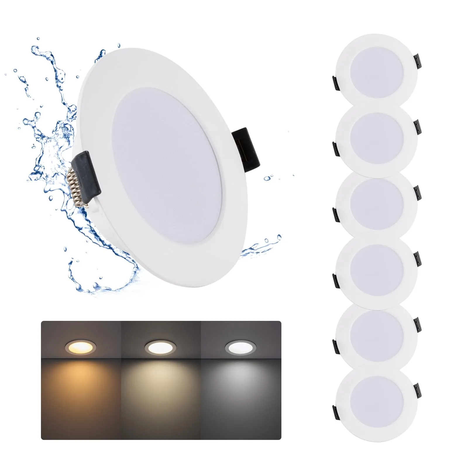 Zapustené LED svietidlá Grebeam LY0003 7 W 230 V 3CCT 6 ks