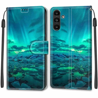 Fialové kožené peňaženkové puzdro pre Samsung Galaxy Feyten – A54, 5G