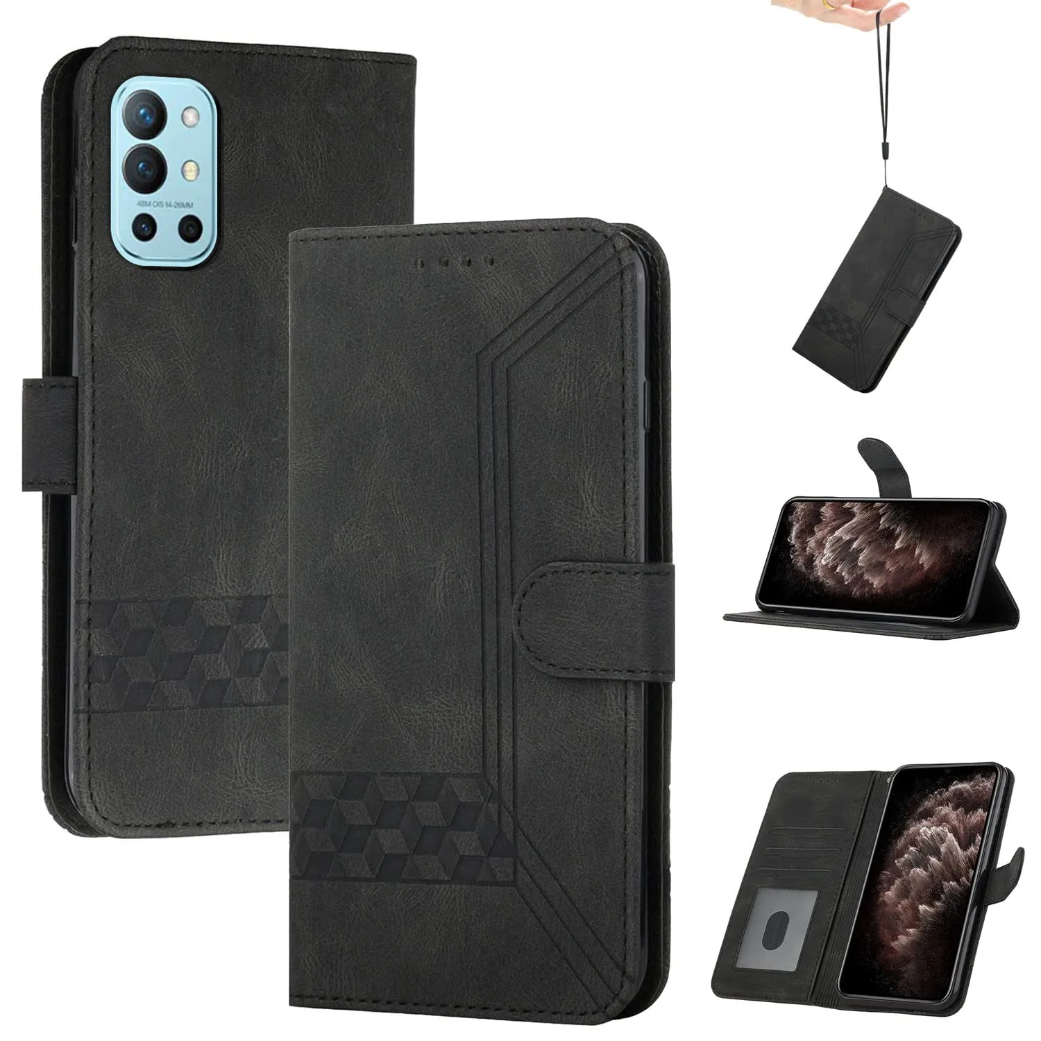 Čierne peňaženkové puzdro pre OnePlus 9R 5G