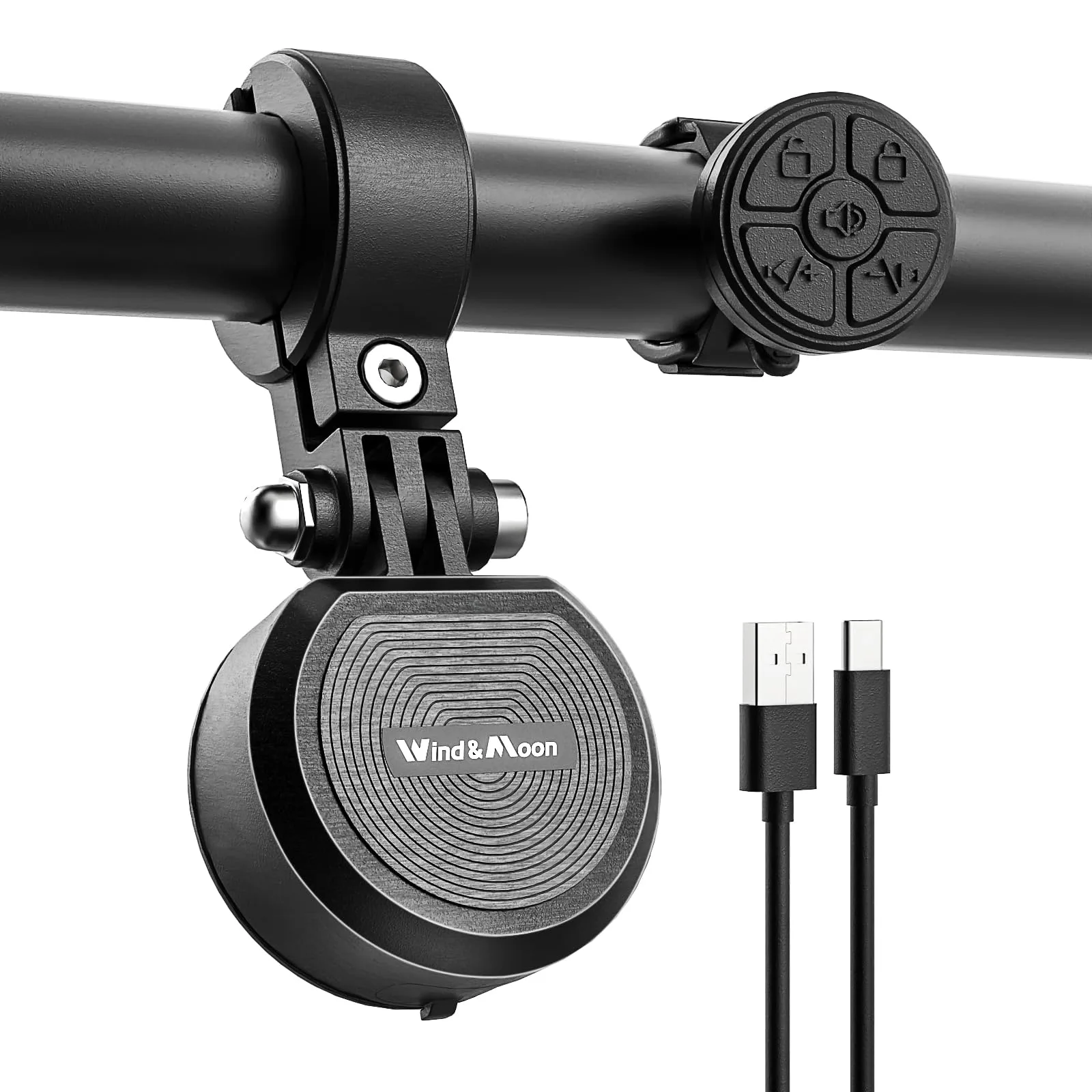 Elektrický zvonček na bicykel Wind&Moon s alarmom a ovládačom