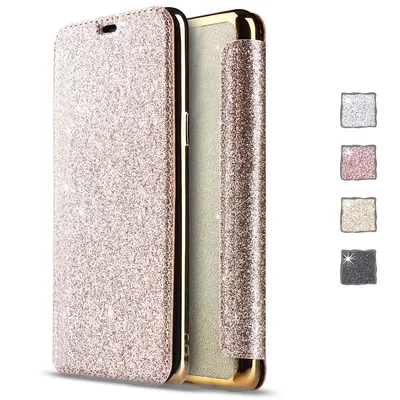 Zlaté trblietavé puzdro s klopou pre Samsung Galaxy KOUYI