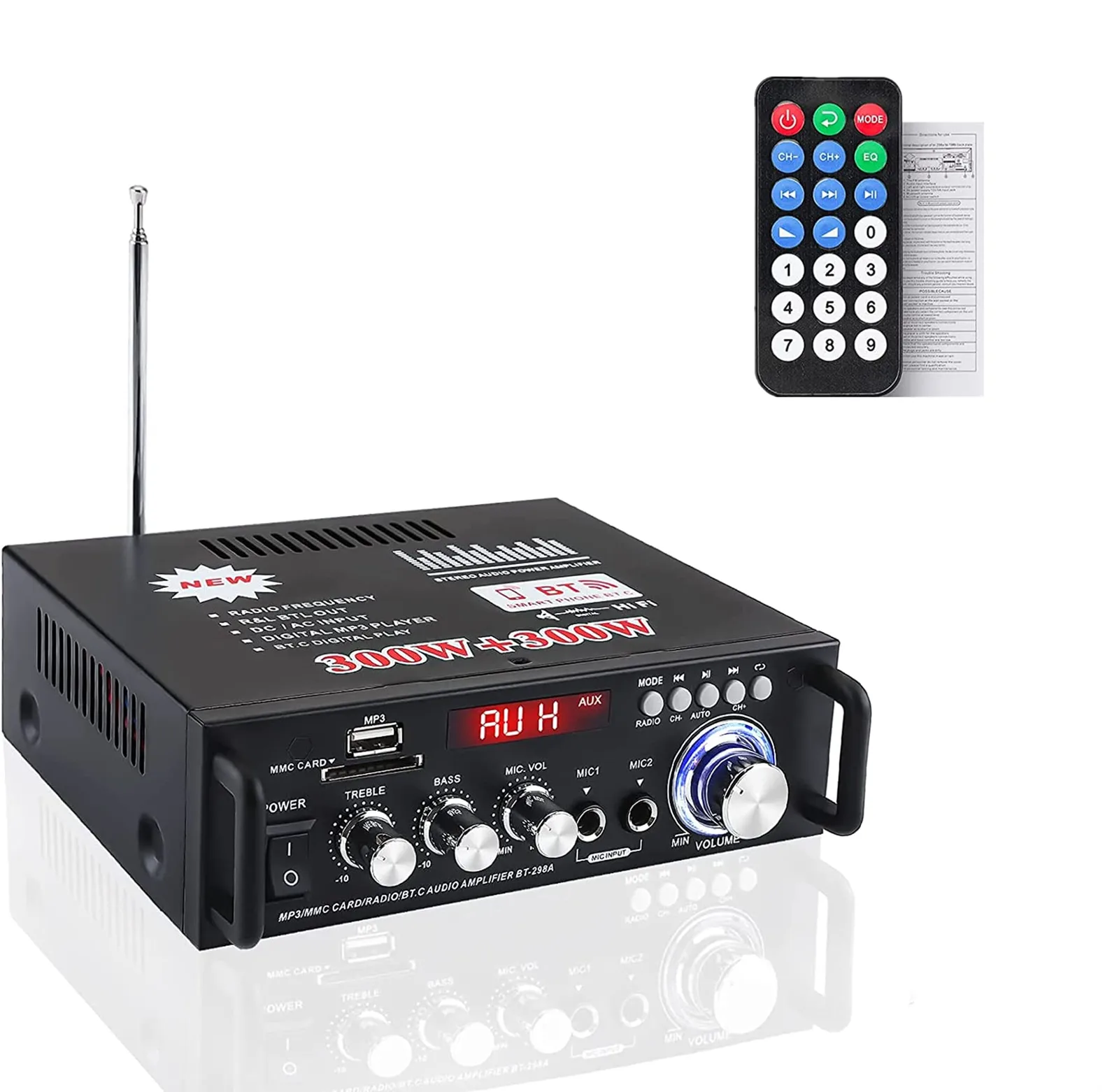 Stereo zosilňovač AWKAQUN 298A Bluetooth 5.0 USB SD FM