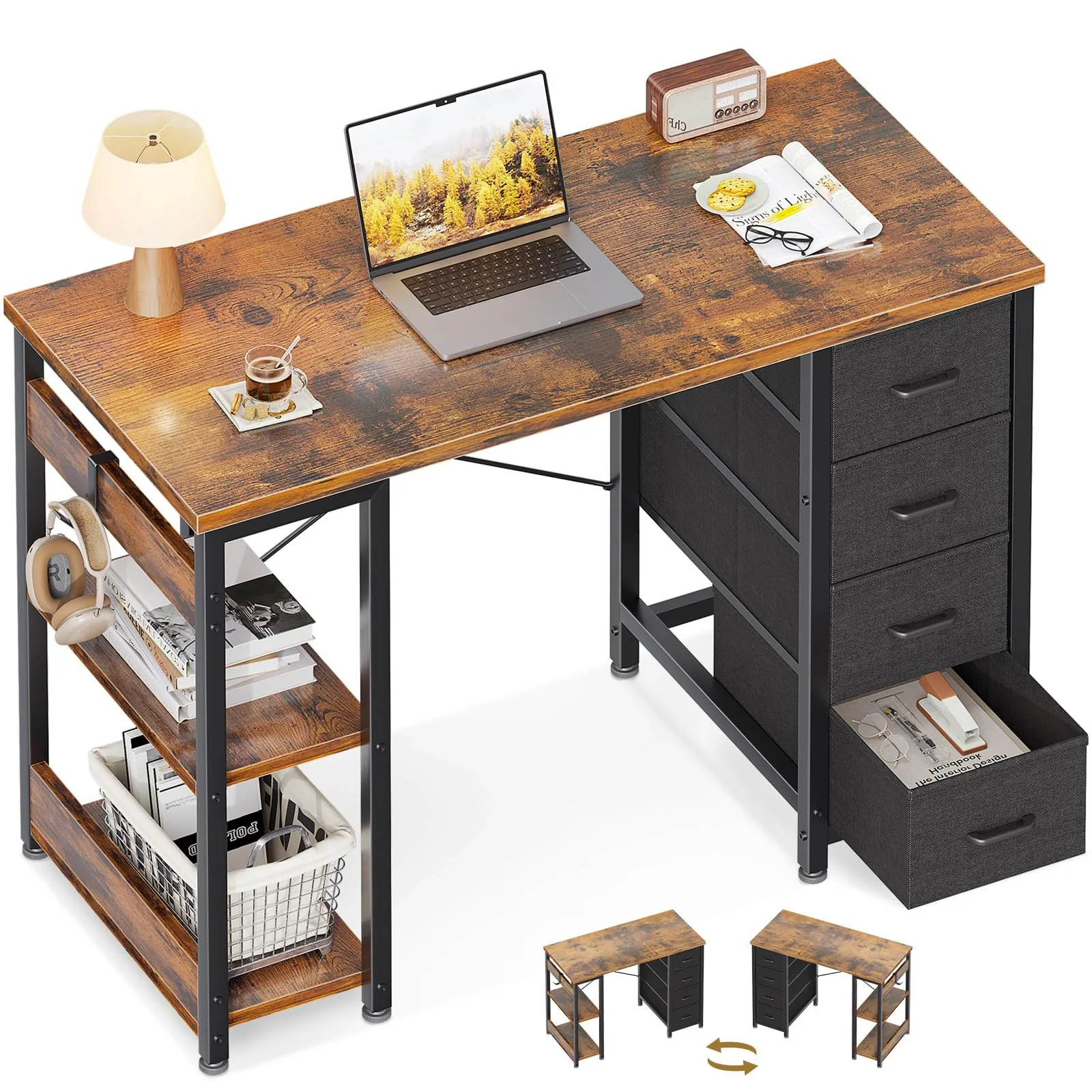 Coleshome písací stôl 100 × 40 cm so 4 zásuvkami