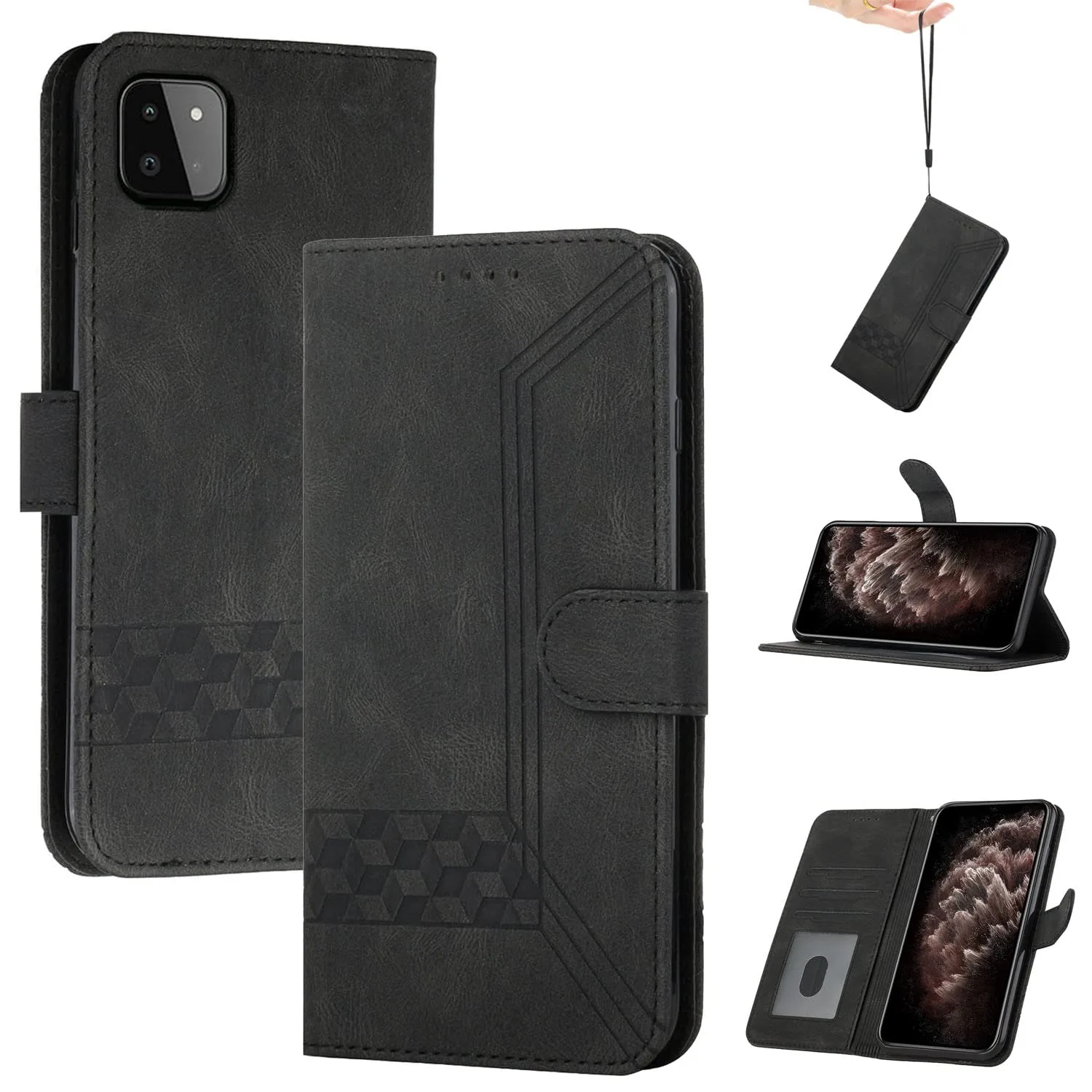 Čierne peňaženkové puzdro pre OPPO A93 4G F17 Pro Reno4 F Lite