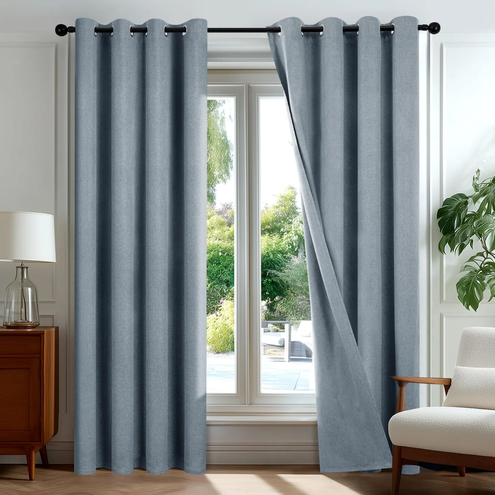 Zatemňovacie závesy Deconovo 140×175 cm 2 ks odtieň Dark Linen