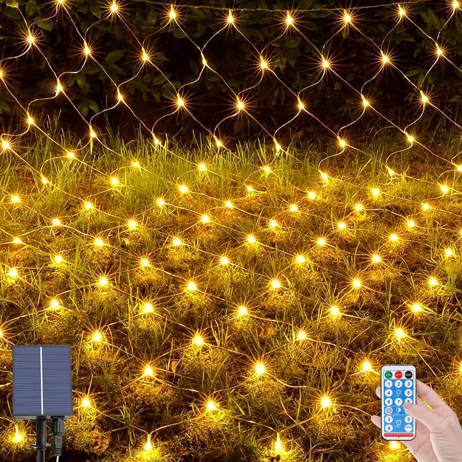 Solárna svetelná sieť OPAHUTER 96 LED 1,5×1,5 m teplá biela